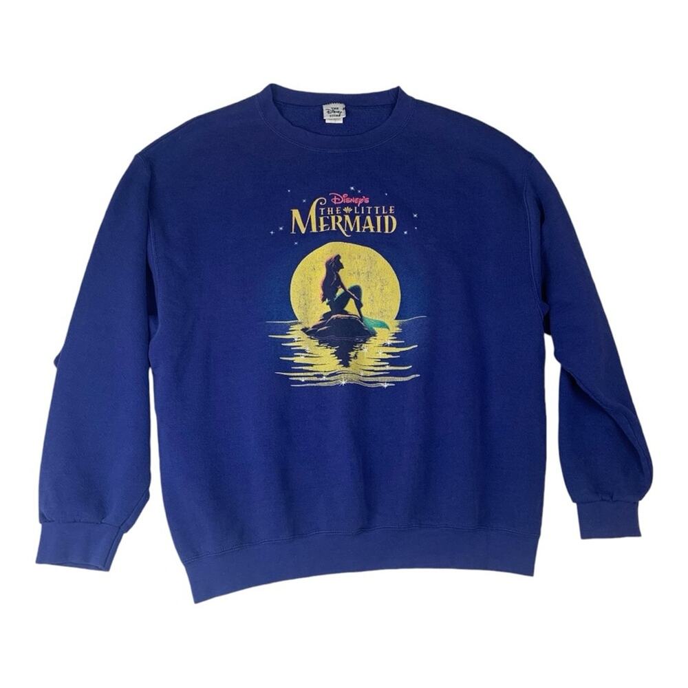 Vintage Disney The Little Mermaid women's XL crew neck sweater purple 90s